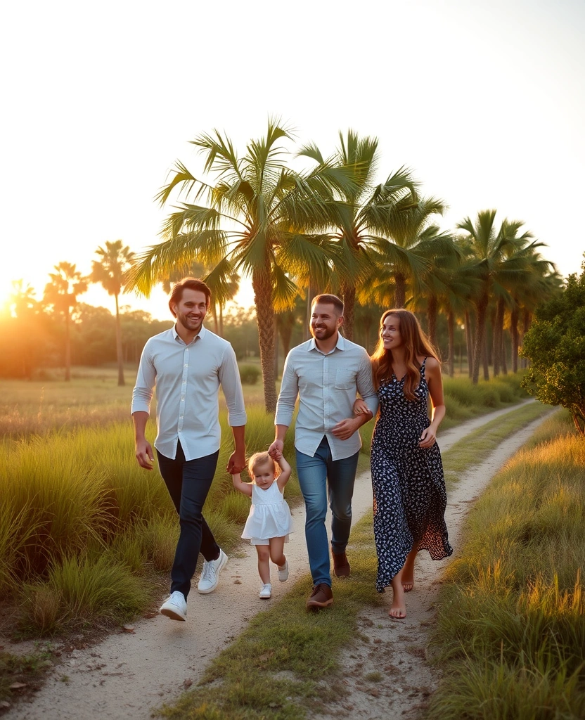Family enjoying nature trails at Avenir